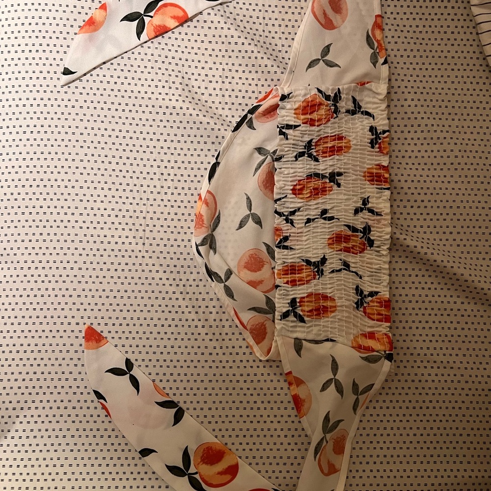 Peach Print Strapless Tie Top - Picture 2 of 4